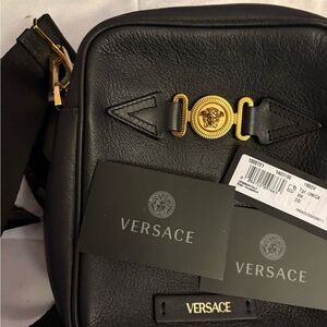Versace Black and Gold Belt Bag